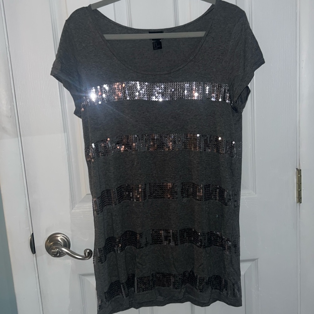 Grey sequin jersey dress